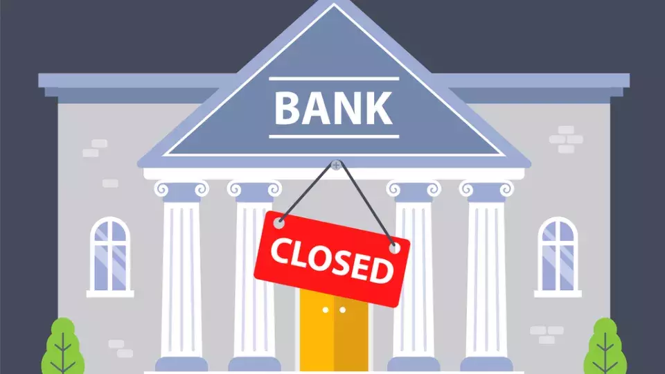 Illustration of bank branch closed